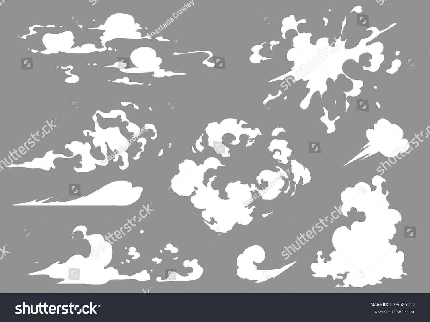 Vector smoke set special effects template. Cartoon steam.
