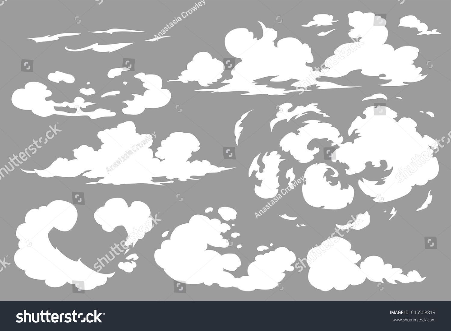 Vector smoke special effects template. Steam clouds, fog.