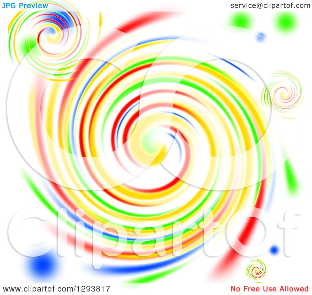 Clipart of a Background of Vibrant Colorful Swirls on White.