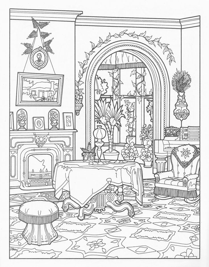 Victorian House Coloring Page.