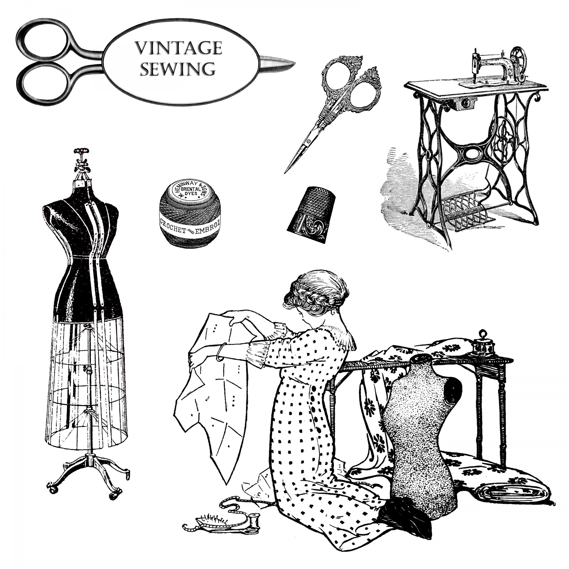 Sewing,dressmaking,clipart,clip art,victorian.