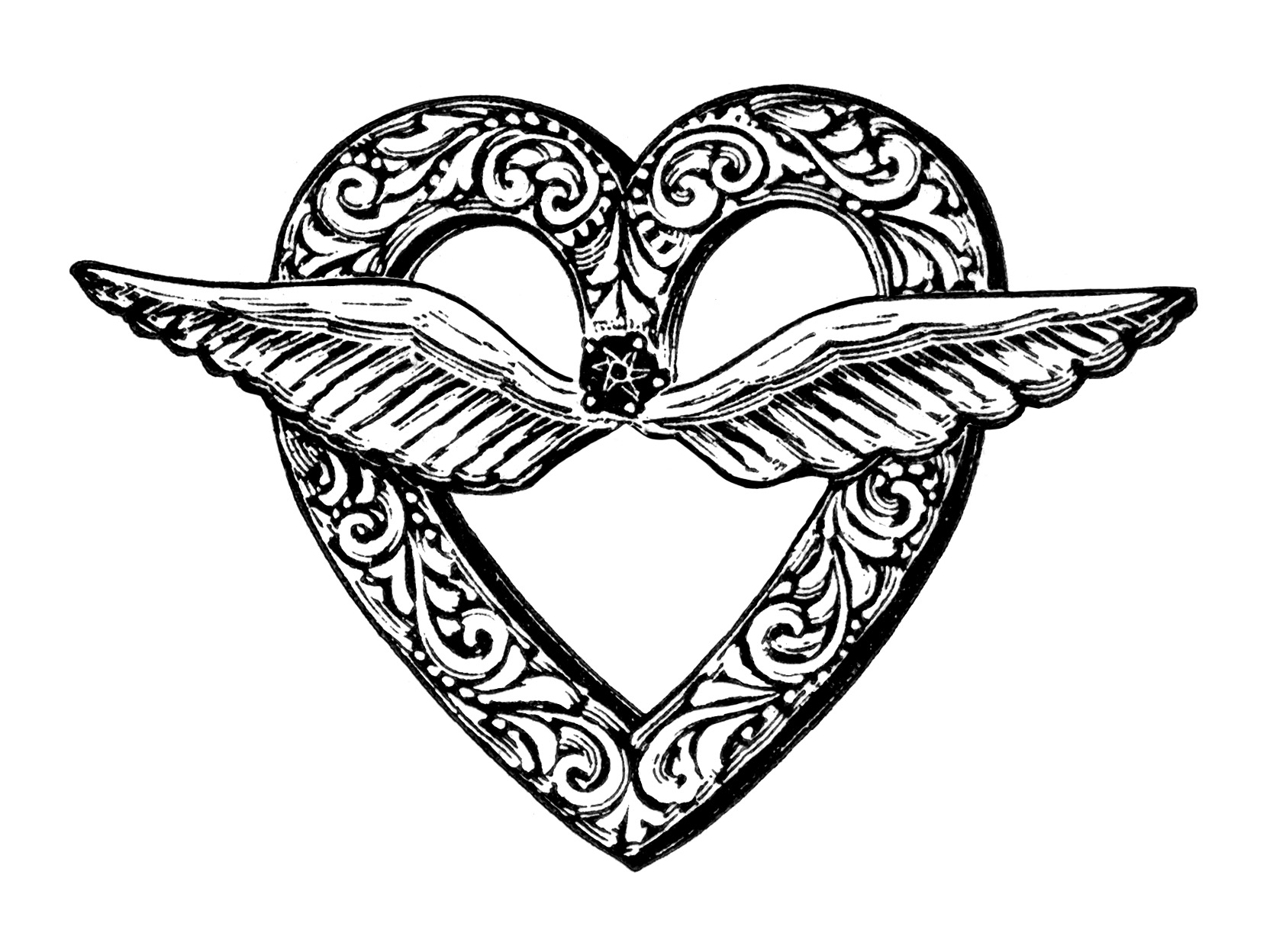 Heart Shaped Brooch Clip Art.