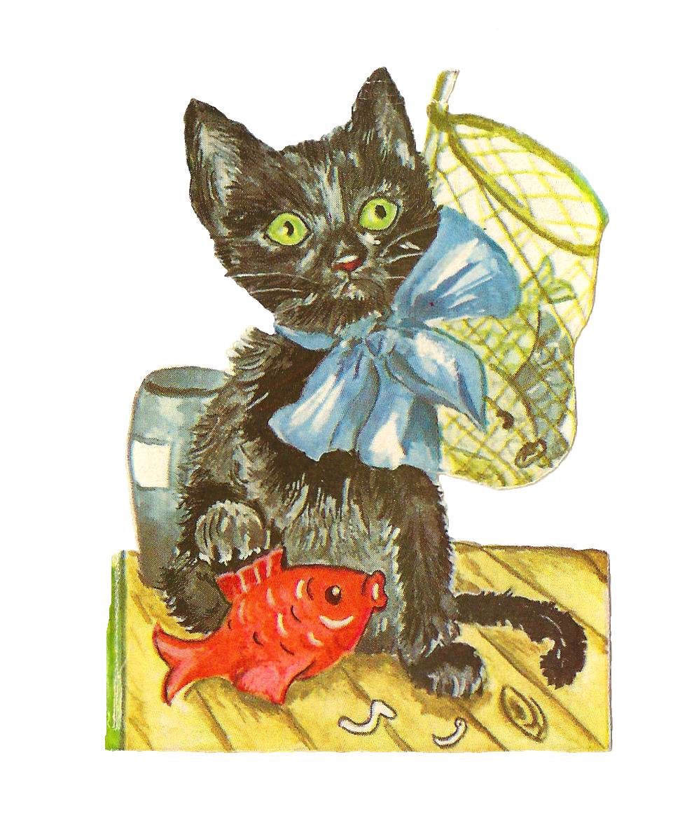 Antique Images: Free Animal Graphic: Antique Black Cat Clip.