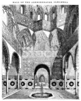 Hall of The Abencerrages, Alhambra (victorian Woodcut) stock.