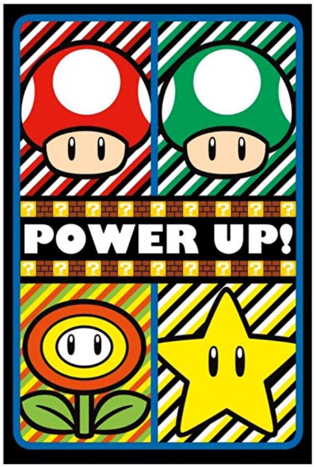 Pyramid America Super Mario Power Up Video Game Gaming UV Black Light  Blacklight Poster 24x36 Inch.