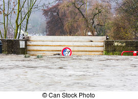 Stock Images of The Vidourle river in flood after heavy rains in.