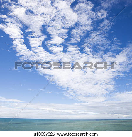 Stock Image of Scenic view of horizon with blue sky and cloud.