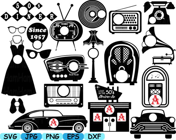 Black Circle Monogram 50\'s Retro Vintage radio music sport.