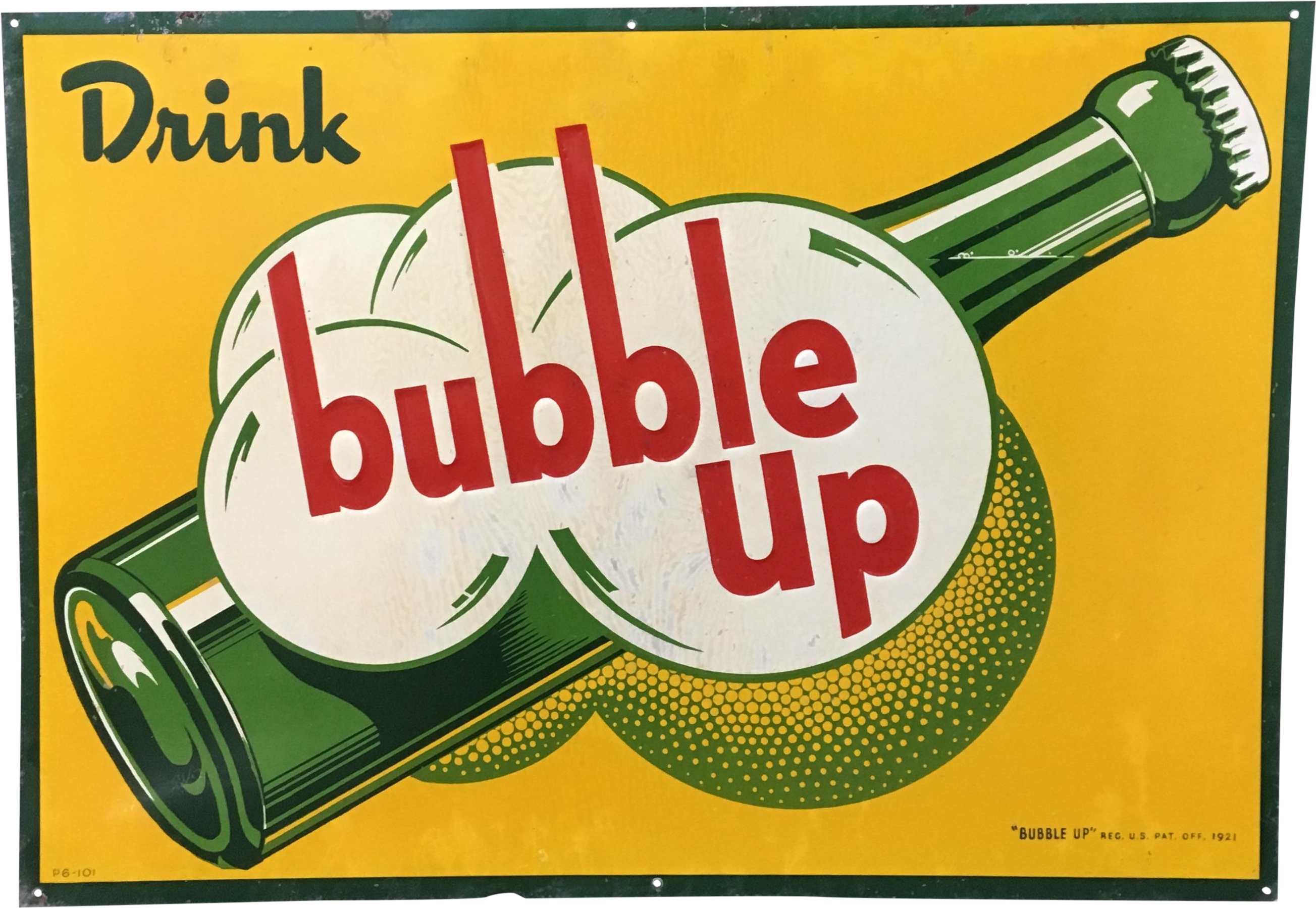 1921 Vintage Advertising Bubble Up Soda Sign Vintage Clipart.