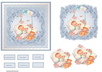 Vintage Baby Boy Card with Decoupage.