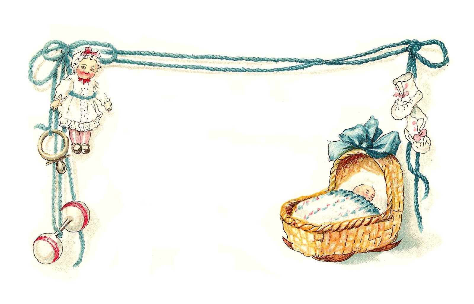 Vintage Baby Borders Clipart Rattle.