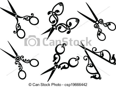 Vintage Hair Shears Clipart.