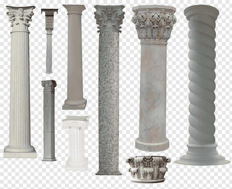 Gray and white pillars collage, Column Icon, Continental.