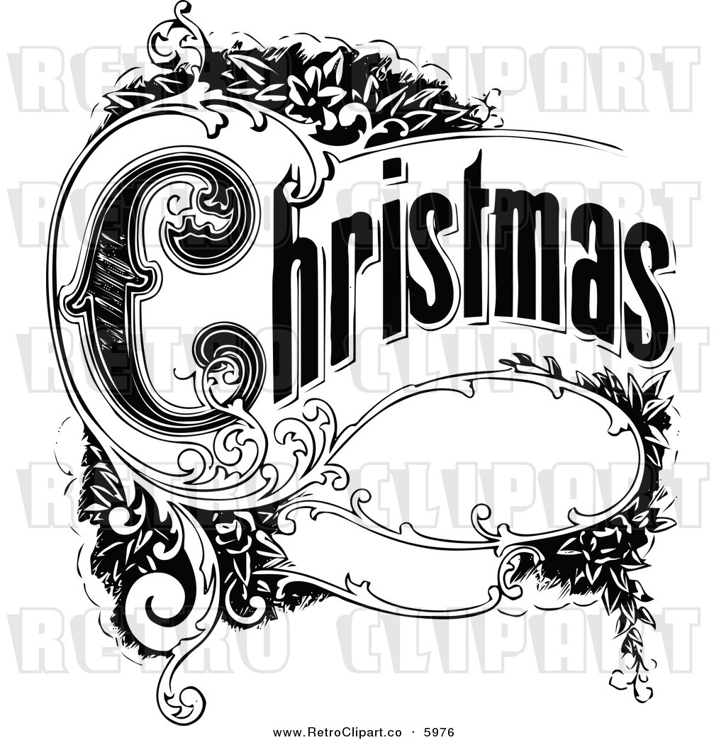 Christmas Clipart Black And White Free Vintage.