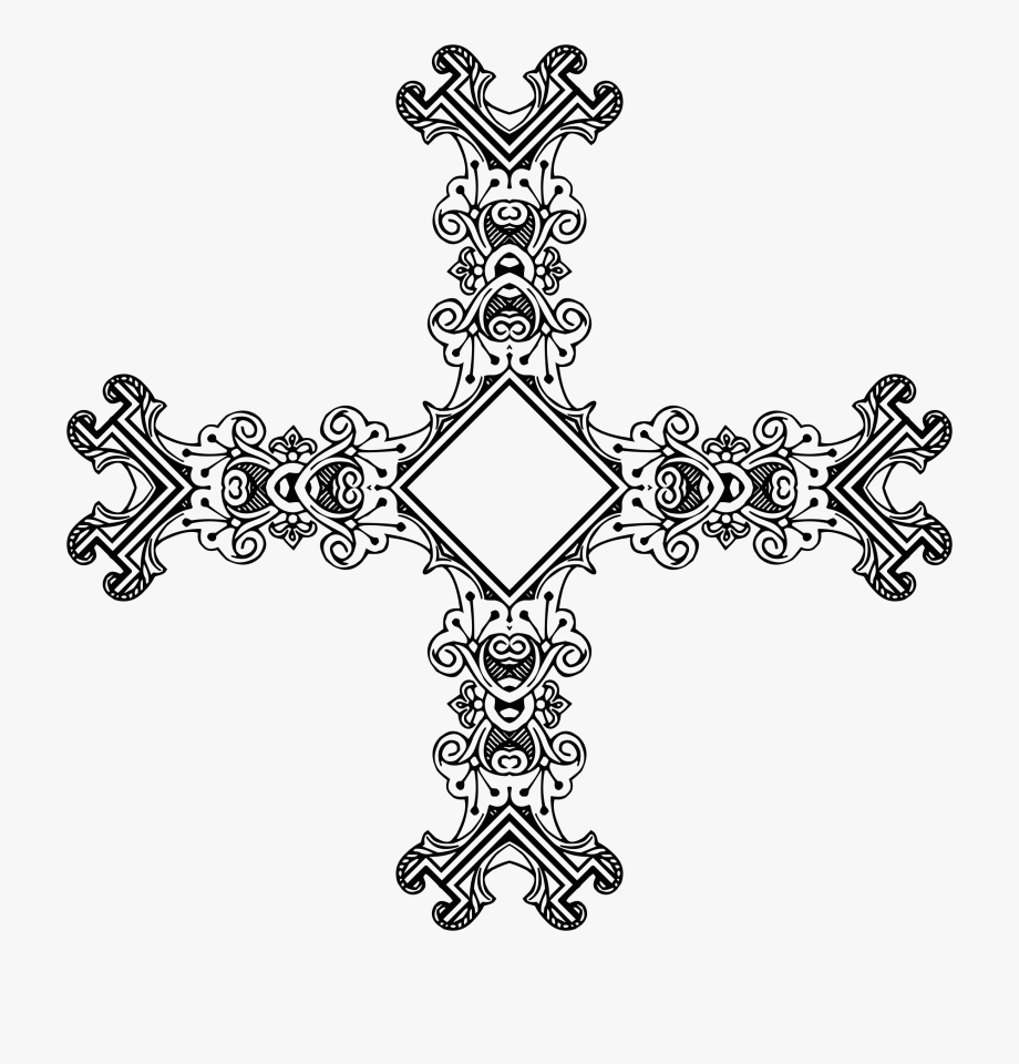 Vintage Symmetric Frame Cross 2 Clipart Library Stock.