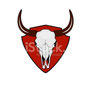 Cow Skull. Wild West vintage Label Clipart Image.