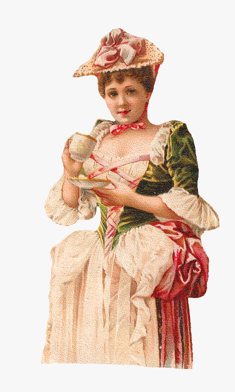 Woman Drinking Tea Clip Art.