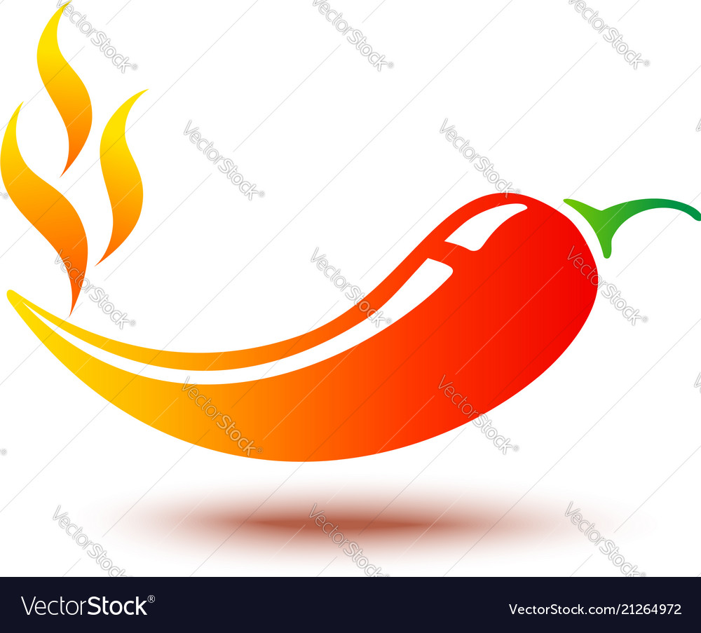 Chilli pepper with flame.