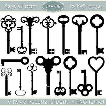 Skeleton Key Clipart Steampunk Clip Art Vintage Keys Silhouette Scrapbooking.