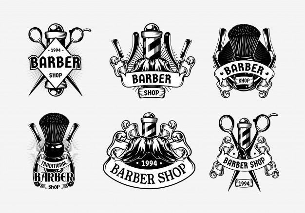 Set barbershop vintage logo template Vector.