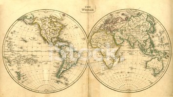 Vintage Map of The World stock vectors.