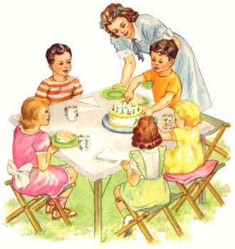 Free Clipart Picture of a Vintage Birthday Party.