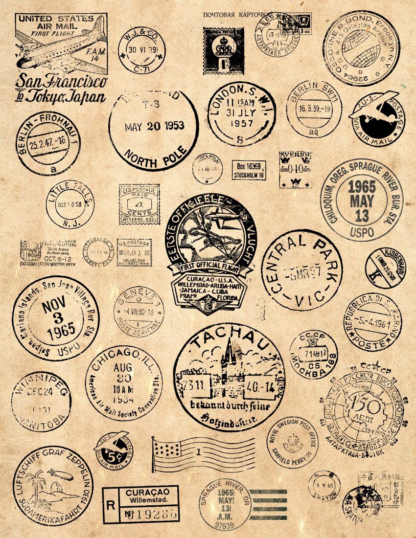 Old Postmark Postage Clipart Vintage Post Office.