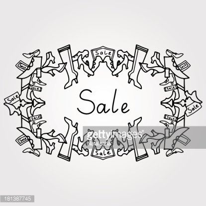 Vintage frame shoes sale Clipart Image.