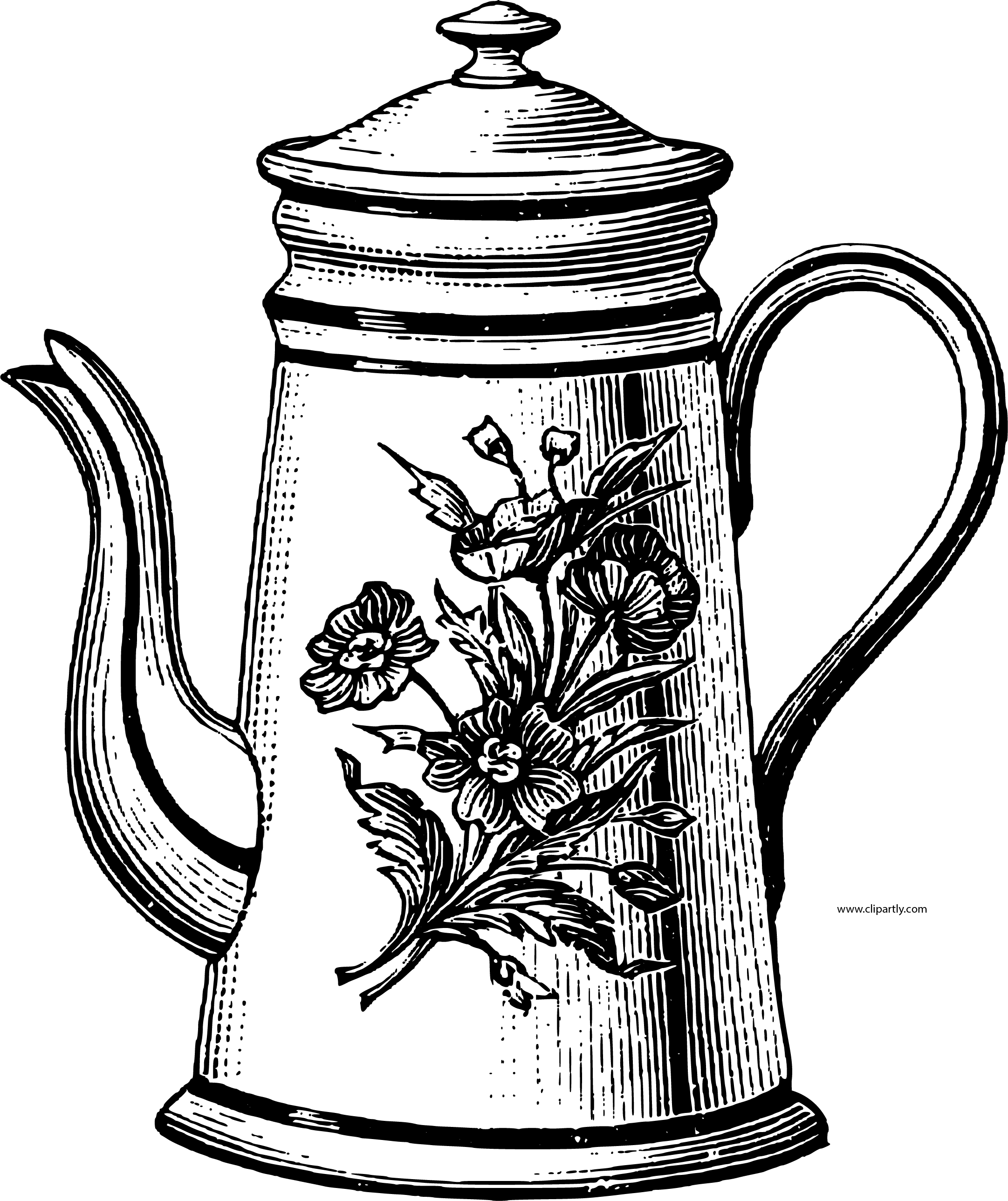 Vintage Sketch Teapot Png Clipart Download.