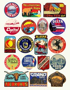 33 Best Vintage Travel Suitcase Luggage Stickers Clipart.
