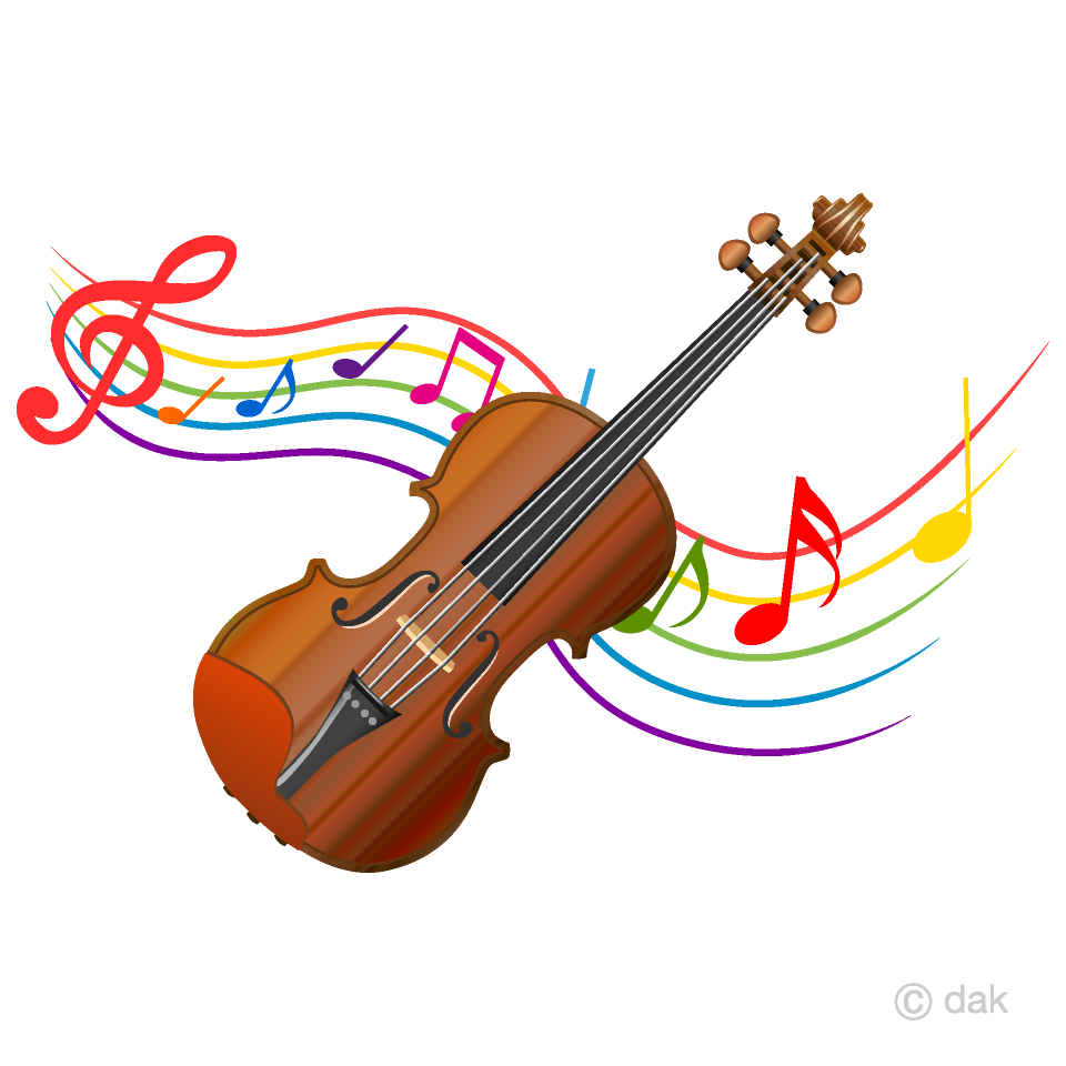 Violin and Music Note Waving Clipart Free Picture｜Illustoon.