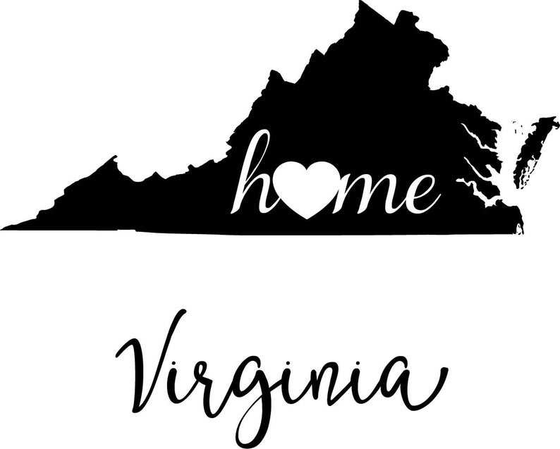 Virginia State Map digital file: SVG PNG Jpg eps Vector Graphic Clip Art VA  Outline Virginia home state.