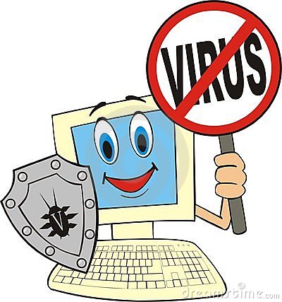 Blue Little Funny Icon With Anti Virus Shield Stock Photography.