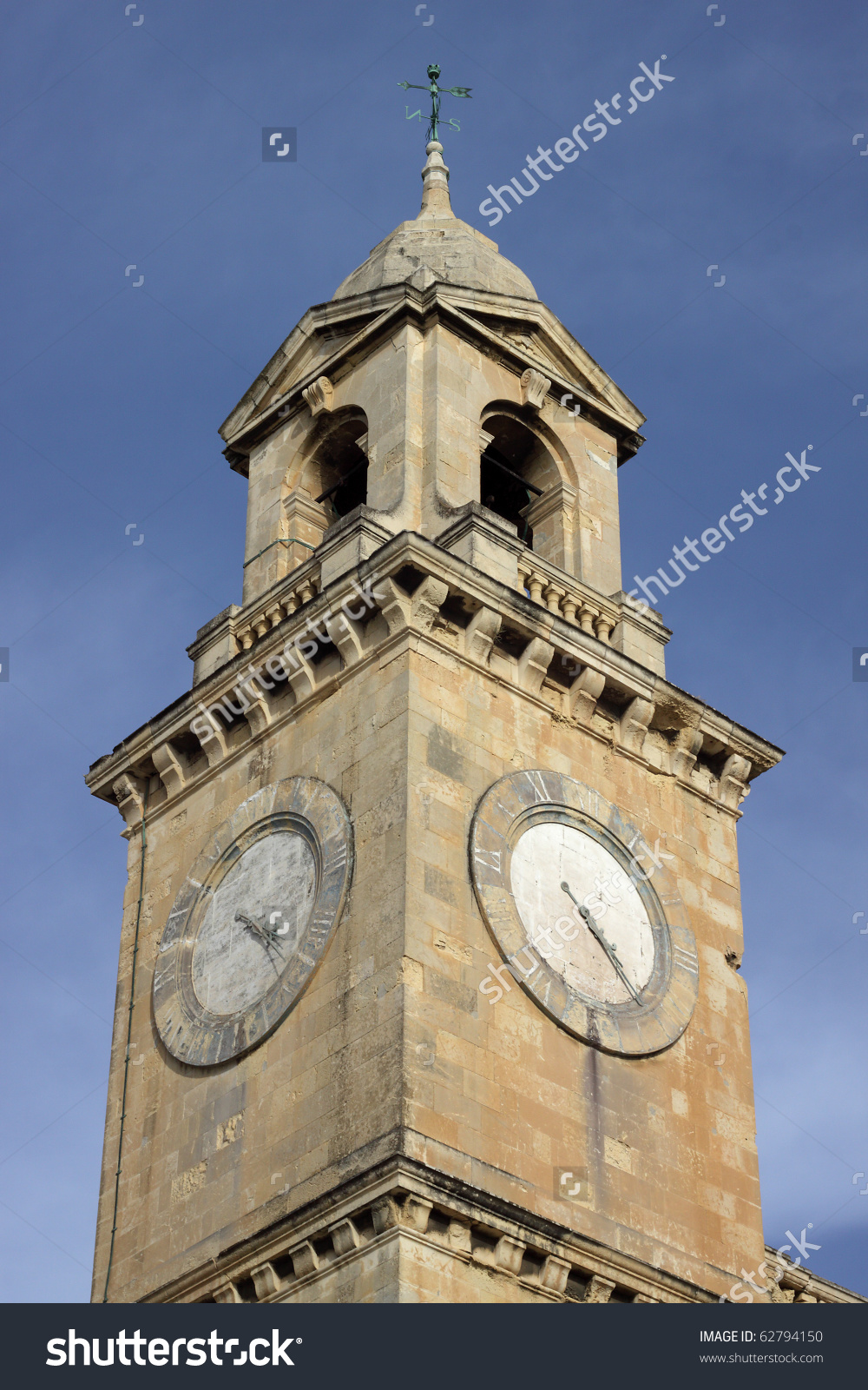 Clock Tower Of The Maritime Museum, In The Grand Harbour Of Birgu.