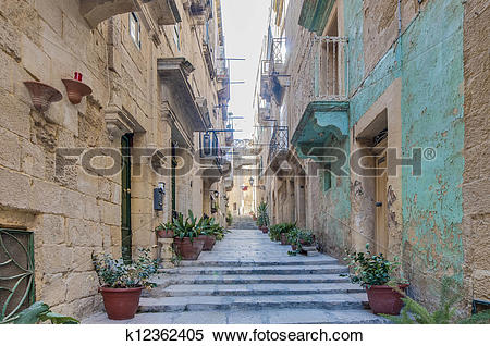 Stock Image of Cassar Street in Vittoriosa, Malta k12362405.