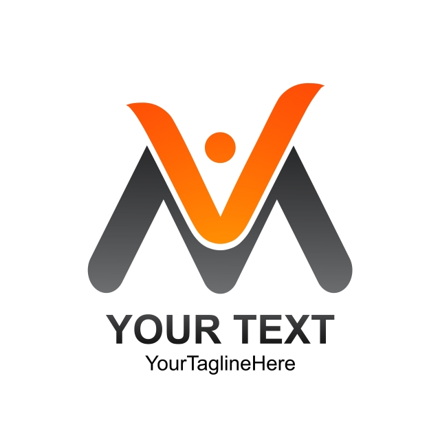 Initial Letter Vm Logo Template Colored Orange Grey Human Design.