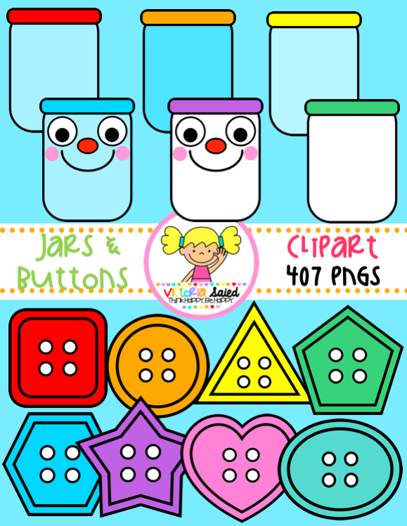 Jars & Buttons Clipart.