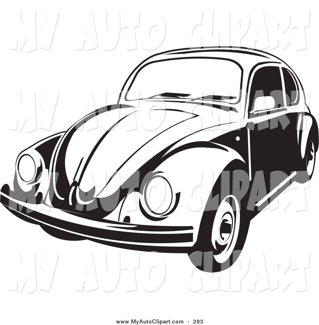 Volkswagen White Beetle Clip Art.