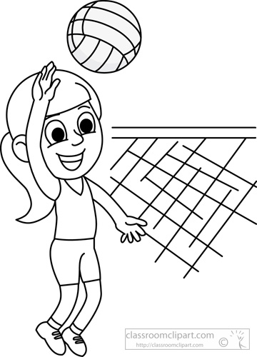 Playing Volleyball Clipart Black And White.