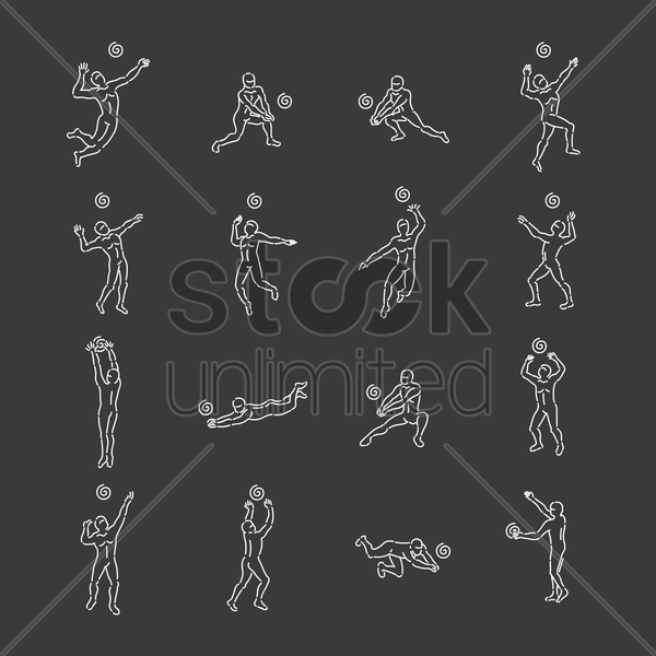 Set of volleyball player icons Vector Image.