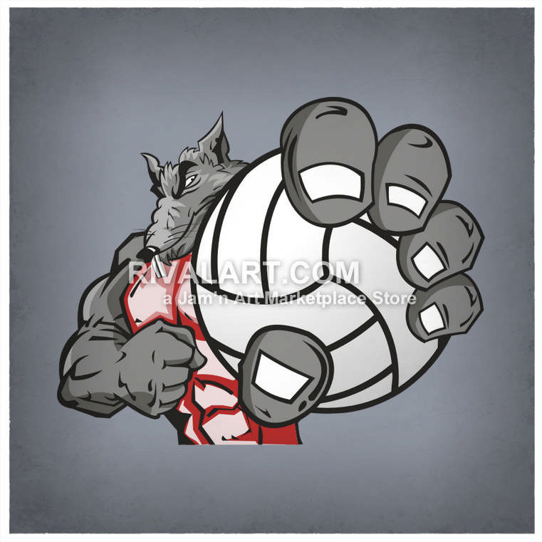 Rat Holding Volleyball Graphic.