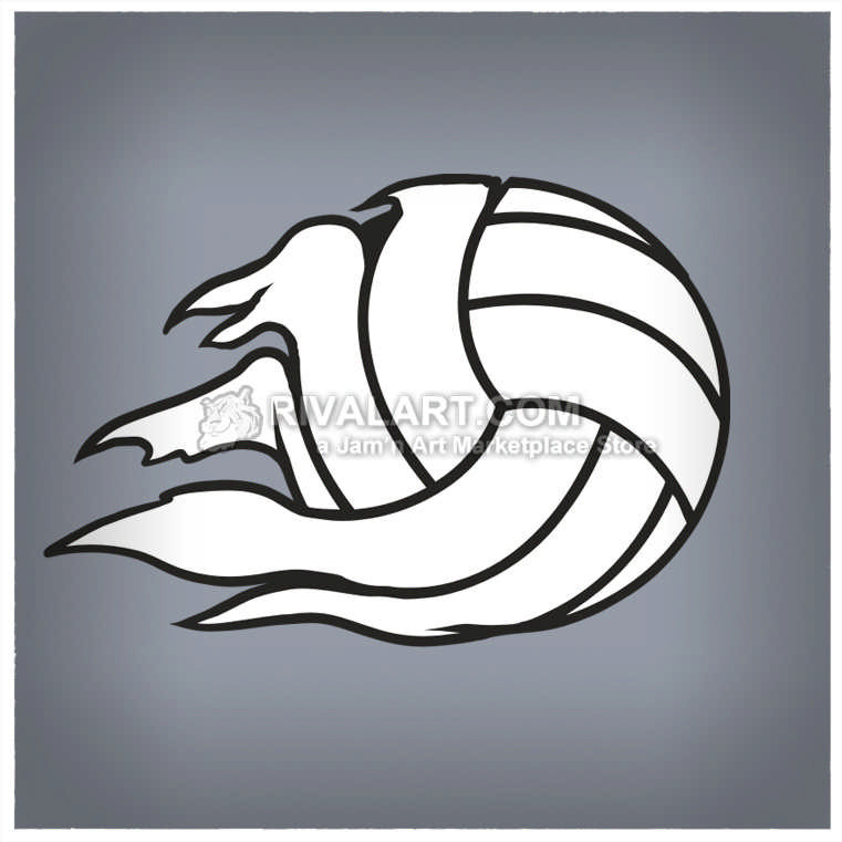 Black White Tearing Torn Ripping Volleyball Graphic Digital File.