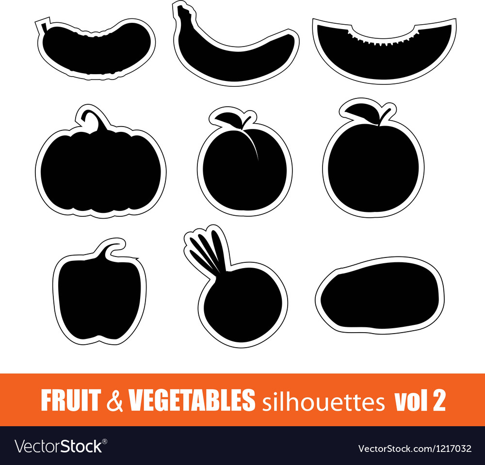 Fruit and vegetables silhouettes clip.