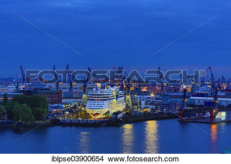 Stock Photo of "Elbe 17 dry dock of Blohm and Voss with cruise.