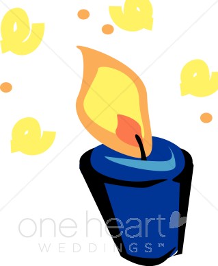 Blue and Yellow Votive Candle Clipart.