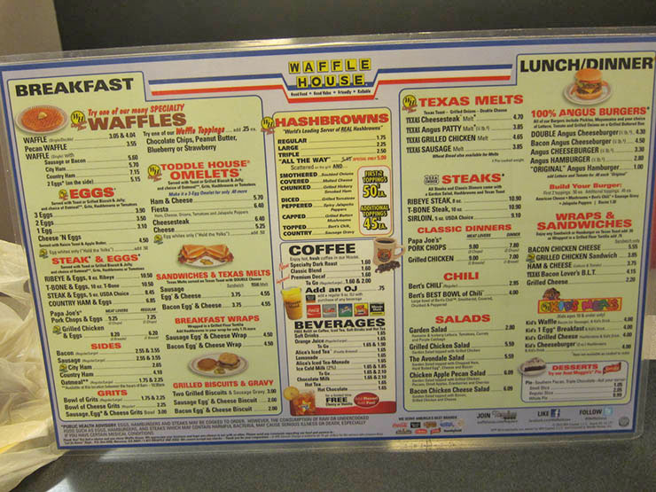 waffle house menu with prices