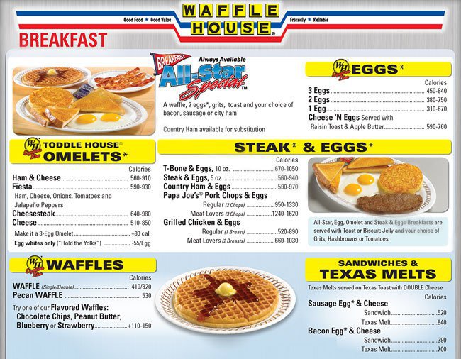 waffle house menu prices
