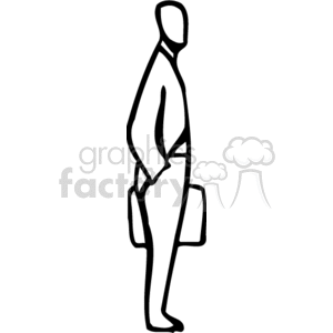 A Man Holding a Briefcase waiting clipart. Royalty.
