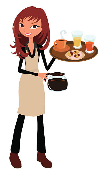 A waitress holding some drinks. » Clipart Station.