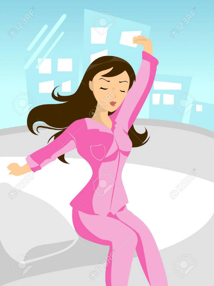 Girl waking up clipart.